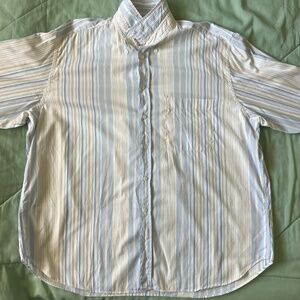 Brioni Vintage Men’s White Cotton Striped Shirt XXL Italy